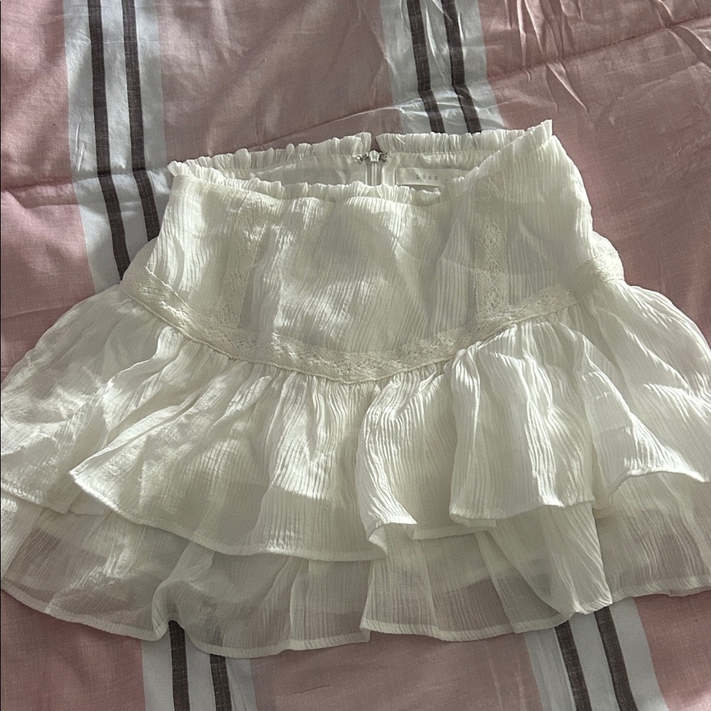 Lush Cream Ruffled A-Line Skirt